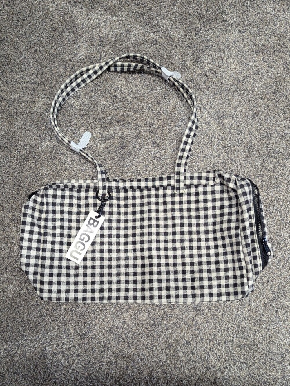 NWT BAGGU Gingham Medium Bowler Bag